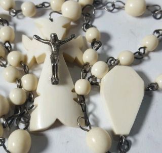 Antique Vintage Rosary Cross Prayer Beads Catholic 20 " (r980)