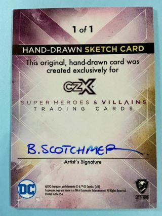 2019 DC Cryptozoic CZX Heroes & Villains 1/1 Joker Sketch Brent Scotchmer 2