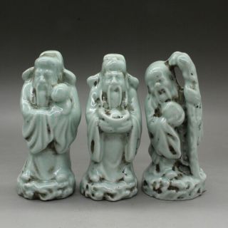 Chinese Old Porcelain Hand - Made Fukurokuju Three Stars Buddha Statue D02