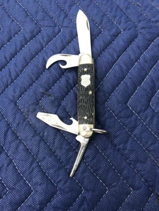 Vintage Imperial Official Boy Scout Bsa Black Pocket Knife 3 Tools & Knife Usa