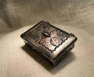 Classic Vintage Navajo - Hand Tooled/stamped - Sterling - Snuff - Trinket - Pill Box
