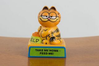 Garfield The Cat Jim Davis Comic Cartoon " Take Me Home Feed Me " Plastic Figurine