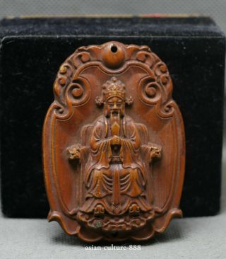 Chinese Boxwood Hand Carving Mammon Money Wealth God Dragon Chair Taosim Statue