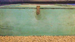 Antique Primitive Wooden BOX Crate green PAINT shabby Chippy FARMHOUSE Chic 2