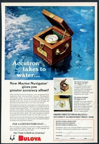 1969 Bulova Accutron Marine Navigator Watch Photo Vintage Print Ad