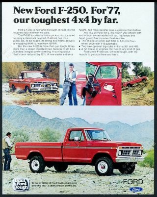 1977 Ford F - 250 Pickup Red Truck 4x4 5 Photo Vintage Print Ad