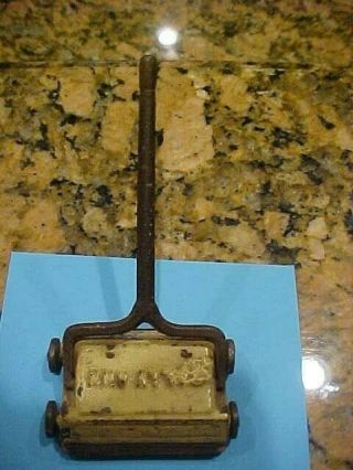 Antique Old Cast Iron " Sally Ann " Toy Carpet Sweeper Miniature Size.