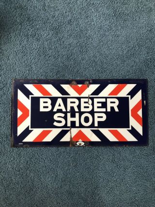 Antique Vintage Porcelain Barber Shop Sign