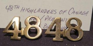 48th Highlanders Of Canada Wwi/pre - Wwi Shoulder Titles
