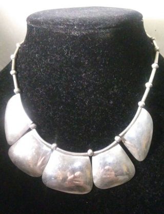 Vtg Native American Tribal Sterling Silver Bib Necklace 40 Grams