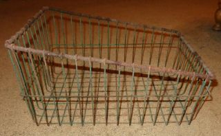 Big Vintage Primitive Metal Wire School Storage Basket 16 1/4 " 11 3/4 " 8 Rustic