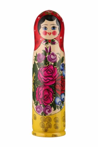 Russian Khokhloma Hohloma Hand Painted Wooden Lacquered Bottle Holder Matryoshka