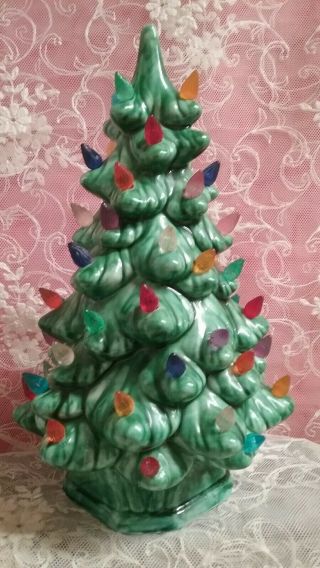 Vintage 10 " Ceramic Christmas Tree W/lights & Priority