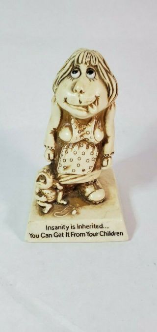 Russ Berrie & Co Sillisculpt Figurine 9223 Insanity Is Inherited Resin 1976 Usa