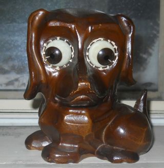 Old German Oswald Figural Dachshund Dog Clock Rolling Eyes Black Forest