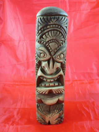 Vintage Hand Carved Hawaiian Wood Tiki Mask Totem Sculpture Signed Sifa Vai
