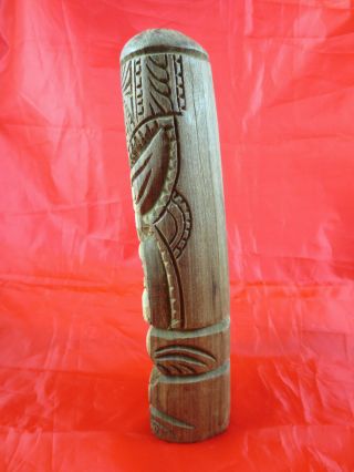 Vintage Hand Carved Hawaiian Wood Tiki Mask Totem Sculpture Signed Sifa Vai 2