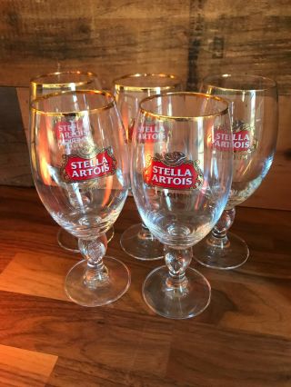 5 Stella Artois Chalice 40 Cl Beer Glasses Pub Bar Goblet Man Cave Belgium