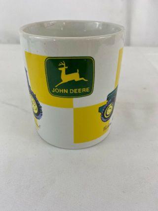 John Deere Tractor White Yellow Coffee Tea Mug Cup Nothing Runs Like a Deere 2