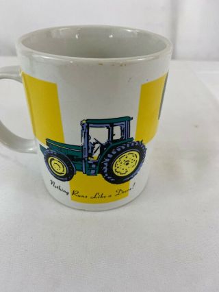 John Deere Tractor White Yellow Coffee Tea Mug Cup Nothing Runs Like a Deere 3