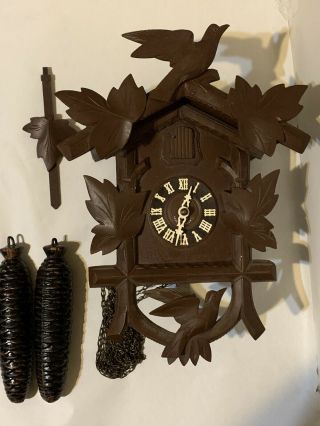 Cuckoo Clock Authentic German Made In The Black Forest Vintage 8 Day