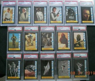 Complete Set Of 16 Psa Graded 1977 Star Wars Wonder Bread Trading Cards
