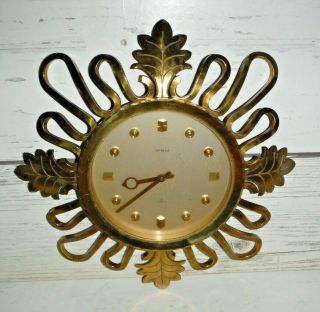 Vintage Semca Solid Brass 15 Jewel Swiss Made Wall Clock 12 "