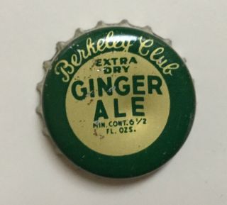 Old Wv Berkeley Club Ginger Ale Soda Bottle Cap Crown Cork Backed Advertising