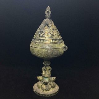 Chinese Antique Tibetan Buddhism Old Bronze Incense Burner
