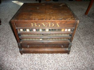 Vintage Wood Blyda Thread Storage Box