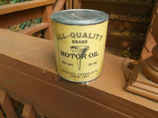 Vintage All Quality Brand Motor Oil Can Paper Label 32 Oz.