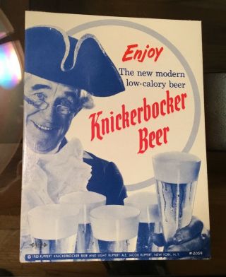 Rare Ny 1953 Knickerbocker Beer Sign Patriot Mascot Glasses Advertising