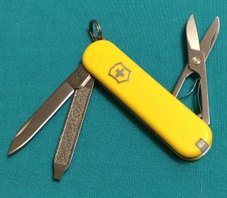 Victorinox Swiss Army Pocket Knife - Limited Yellow Classic Sd Multi Tool - Logo