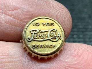 Pepsi - Cola 10k Gold Stunning Vintage Bottlecap Rare 10 Years Service Award Pin.