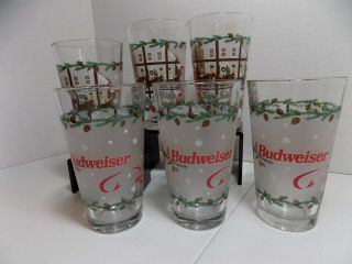 Libbey,  Budweiser " Happy Holidays " Glasses,  Set Of 6,