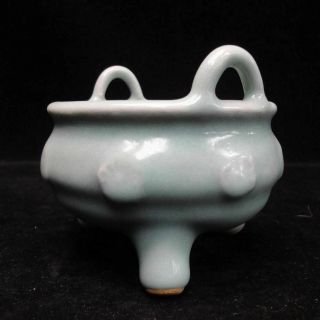 Fine Old Chinese Made By Hand Celadon Porcelain Incense Burner Censer