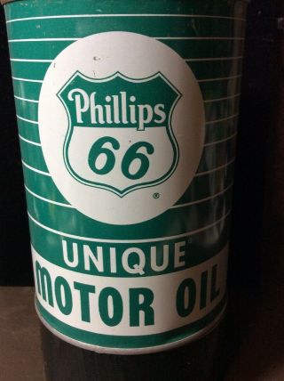 Vintage Phillips 66 Unique Motor Oil Can Quart Advertising Very Rare Full