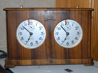 Vintage Soviet Wooden Tournament Chess Clock Russia 1954 3МЧЗ