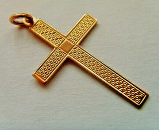 Vintage 9ct Gold Cross Pendant With Detail 34mm X 18mm