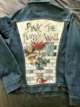 Pink Floyd,  Vintage Levi Jean Jacket,  Hand Painted,  The Wall,  Unisex,  Size 34,