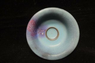 Vintage Chinese " Jun " Kiln Blue And Red Glazes Porcelain Bowl
