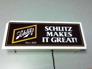 Schlitz Beer Sign 1979 Vintage Wall Window Light Lighted Bar Illuminated Old Al6