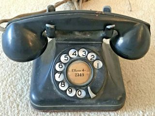 Desk Telephone Black Rotary Dial Vintage Antique