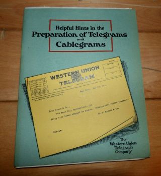 1935 Western Union Hints Preparation Of Telegrams & Cablegrams