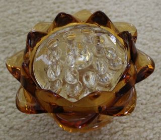 Vintage 2 - Piece Set Amber Glass Flower Vase & Clear Glass Frog