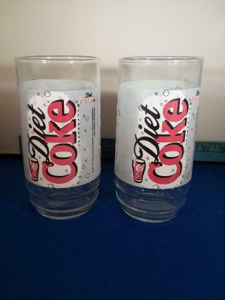 2 Vintage 1997 Diet Coke Glasses