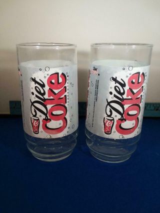 2 Vintage 1997 Diet Coke Glasses 2