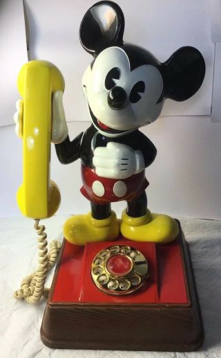 Vtg 1976 Mickey Mouse Rotary Dial Telephone Phone Figure Walt Disney