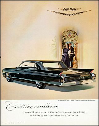 1961 Cadillac Fleetwood Sixty Car Elegant Couple Vintage Art Print Ad Adl79