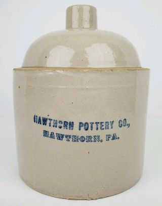 Antique Hawthorn Pottery Company Pennsylvania Glazed Stoneware Jug Crock